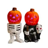 Halloween kürbis deko, Coole Harz Halloween deko Figuren, Halloween kürbis led, Lichterkette Herbst, Halloween deko Skelett Für Freunde Geschenke, Zuhause, Schreibtisch, Kunsthandwerk(D)