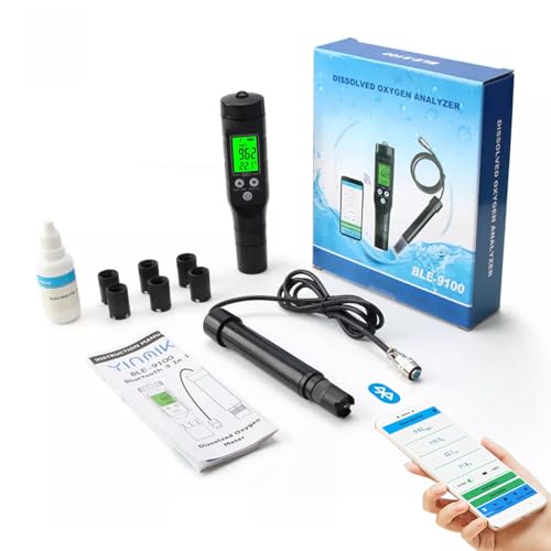 Bluetooth sauerstoff detektor wasser sauerstoff messgerät wasser detektor für gelösten sauerstoff Kultur Anwendbar auf Fischteich Aquarium Aquakultur BLE-9100 (umfassen elektrolytischem Pulver)