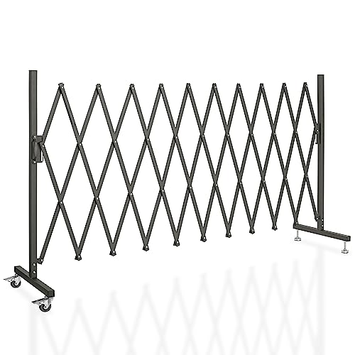 OUUTMEE Scherengitter ausziehbar outdoor Zaunrollen mit maximaler Breite 330cm x Höhe 120 cm, Teleskop-Tor, Baustelle/Bahnhof/Schule/Garage, Zauntor (leicht, kompakt) Schwarz
