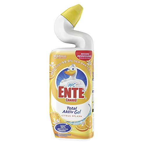 WC-Ente Total Aktiv Gel, Flüssiger WC-Reiniger, Toilettenreiniger, Citrus Splash (erfrischender Zitronen-Duft), 750 ml