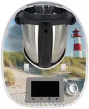 One-Wheel | selbstklebende Folie passend für Thermomix TM5 | Schlag- & Stoßschutz | Klebefolie Design Leuchtturm Sylt Farbe blau | Aufkleber Motiv: Maritim