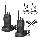 Walkie Talkie BAOFENG Langstrecken mit Headset,Professionelle PMR-Funkgeräte Reichweite 1-5 km,16 Kanäle Walkie Talkies,Sprechfunkgerät mit LED Taschenlampe (2 Stück)