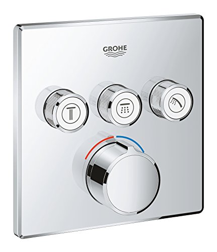 GROHE Smartcontrol - Unterputzmischer mit 3 Absperrventilen (Fertigmontageset, langlebige Oberfläche, auswechselbare Symbole), eckig, chrom, 29149000