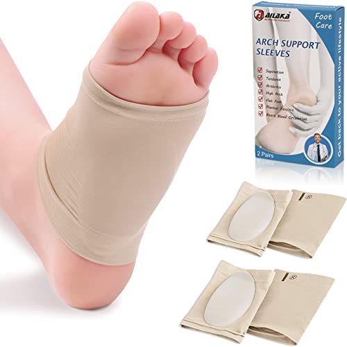 Ailaka 2 Paare Kompression Bogen Unterstützung Ärmel, gepolstert Fuß Klammern Bogen Pads für Plattfuß Müdigkeit Relief Plantar Fasciitis Ferse Sporen