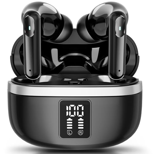 JBMI Kopfhörer Kabellos Bluetooth 5.3, In Ear mit 4 ENC Mikrofon Bluetooth Kopfhörer, 60 Std Stereo Kabellose Kopfhörer Noise Cancelling Earbuds, USB-C, IP7 Wasserdicht Ohrhörer für Arbeit Schwarz