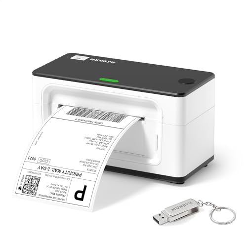 MUNBYN Etikettendrucker DHL Labeldrucker 4XL Etikettendrucker USB Label Printer Thermo-Versandetikettendrucker Desktop Etikettendruck für Amazon DPD DHL UPS Shopify USB Mac/PC