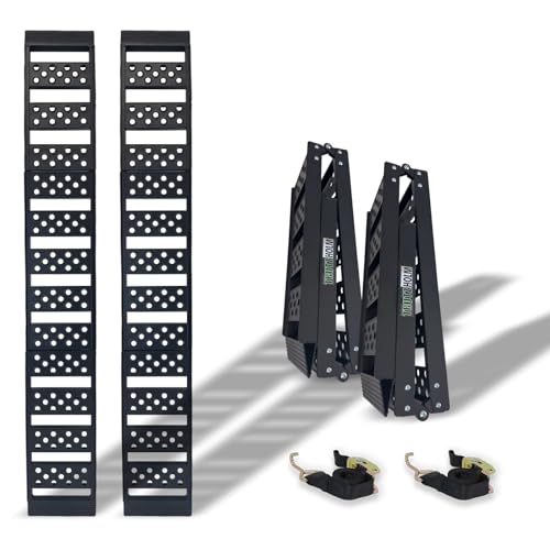 TRUTZHOLM 1 x Auffahrrampe 2-Fach klappbar 199cm Traglast 340 kg Alu geriffelt/gelocht schwarz Rampe Verladerampe, leichte Rampe mit hoher Traglast (Schwarz, 2X Auffahrrampe)