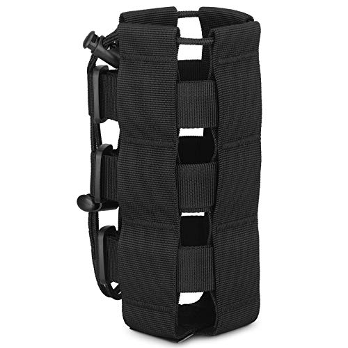 HUNTVP Taktisch Verstellbar Flaschenhalter Militär Trinkflasche Beutel Molle Nylon Kessel Wasserflaschenhalter Langlebig Bottlehalter Bottel Carrier Wasserdicht für Wandern, Verstellbar-Schwarz