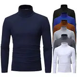 Caxndycing Herren Rollkragenshirt Langarm,Herren Longsleeve Rollkragenpullover Regular Fit Langarmshirts Rollkragen Pullover Baumwolle Sweatshirt