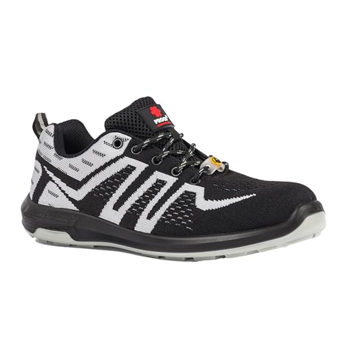 PROOF COMFORT & SAFETY Sicherheitsschuhe Arbeitsschuhe Stahlkappe Stahlkappenschuhe KAPS5 S1 ESD Schuhe Textilmaterial Leichtgewicht rutschfest Atmungsaktiv Schwarz Grau 42