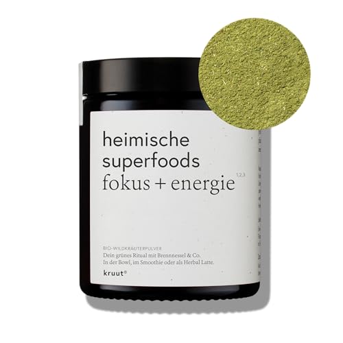 Kruut – Heimische Superfoods bio 70g – Wildkräuter Pulver mit Kalium, Eisen, Calcium aus Brennnessel, Löwenzahn, Giersch – Rohkostpulver
