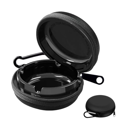 Taschenaschenbecher - Tragbarer Metall-Aschenbecher Mit Schlüsselring, Geruchssicher (Schwarz)