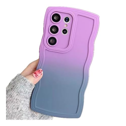 Rnrieyta Miagon Gradient Aesthetic Welle Hülle für Samsung Galaxy S20 Ultra,Süßes Curly Handyhülle Frauen Mädchen Lockige Rahmenform Design Silikon TPU Bumper Schutzhülle