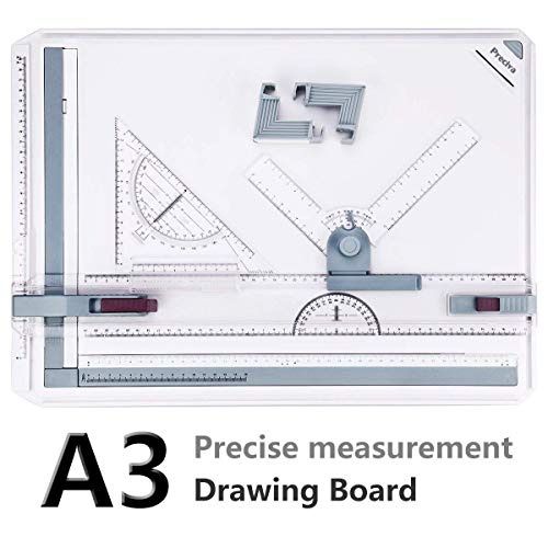 A3 Zeichenplatte, Preciva A3 Zeichenbrett DIN A3 Zeichentisch mit Zubehör 51 x 36,5 CM A3 Zeichenplatte in Metric System