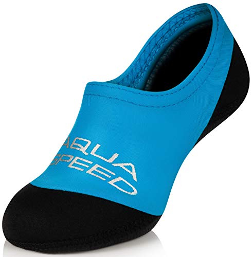 Aqua Speed Neopren Socks für Kinder Jungen | blaue Neoprensocken Schwimmen | Water Socken | rutschfeste Badesocken | Tauchsocken elastisch | Aquasocken leicht | Blau; Gr. 26-27 | Neo