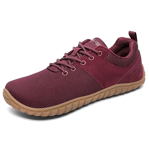 SAGUARO Barfußschuhe Wish Ⅰ- Herren Damen Knit Barfußschuhe - Breite Zehen Barfussschuhe - Outdoor Flexibel Barfuss Schuhe - Leicht Barfuß Zehenschuhe - Minimalistische Mit Zero-Drop Rot, Gr.42