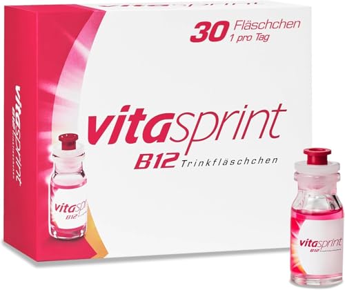 Vitasprint B12 Trinkfläschchen, 30 St. – Mit hochdosiertem Vitamin B12 und wertvollen Eiweißbausteinen für mehr geistige und körperliche Energie und weniger Müdigkeit und Erschöpfung