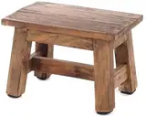 LS-LebenStil Vintage Holz-Hocker Landhaus Braun 30x20cm Fußhocker Tritthocker Schemel Fußbank Bänkchen