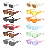 LoNinLoAn 12 Stücke Vintage Rechteckige Sonnenbrille für Damen und Herren, 90er Retro Sonnenbrillen Set, Mode Trendy Party Retro Brille Sonnenbrille mit UV400 Schutz Sunglasses