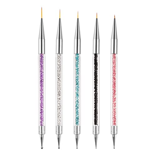 Sularpek Nail Art Pinsel, 5 Stück Nageldesign Pinsel, Nail Art Dotting Tools, Nail Art Liner-Pinsel, zum Herstellen von Nagellack, Punktieren, Feinmalerei, DIY