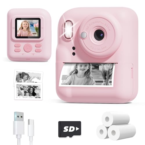 YORKOO Sofortbildkamera für Kinder, 48MP/1080P Digitalkamera mit 1300mAh Batterie, Sofortdruck Kamera Papier & Karte, Geburtstag Weihnachten Geschenk für Mädchen und Jungen 3 4 5 6 7 8 10 12 Jahre