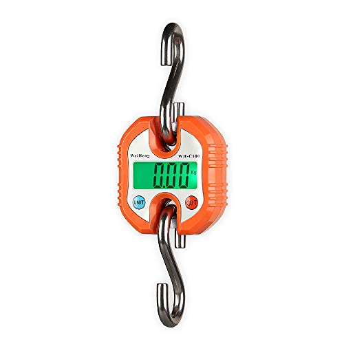 Decdeal WeiHeng Kranwaage Digitale Gepäckwaage Kofferwaage Küchenwaagen 3 Wägeeinheiten Zweiteiliger Wert (0-100kg / 50g, 100-150kg / 100g, Orange)
