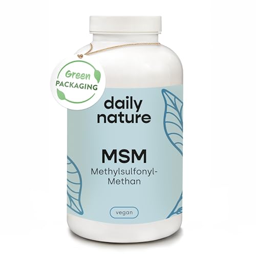 dailynature MSM Kapseln hochdosiert | 1600 mg MSM Pulver pro Tagesdosis | 365 Kapseln | Nahrungsergänzungsmittel mit Methylsulfonylmethan | vegan & ohne Zusätze | glutenfrei | laktosefrei