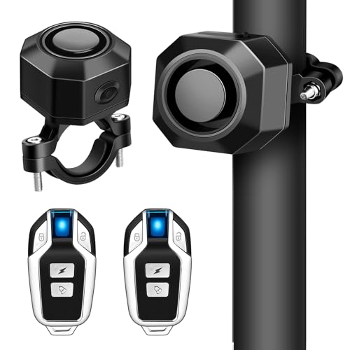 Fahrrad Alarmanlage, 2 Paare Fahrradalarmanlagen mit Fernbedienung, USB Wiederaufladbar Fahrrad-Alarm, mit Bewegungssensor, Wasserdichter, für Roller MTB Ebike E Scooter