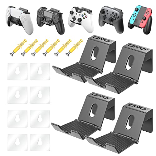 OIVO Controller Wandhalterung, Headset Halterung, Universal Controller Halter für PS3/PS4/PS5/Xbox/Pro Controller, Verbesserte verstellbare Wandhalterung für Controller und Kopfhörer - 4er-Pack