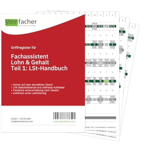 Steinfacher Griffregister für FACHASSISTENT LOHN & GEHALT, Teil 1: LSt-Handbuch (Lesart: horizontal)