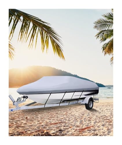 Abdeckplanen für Boote 14-28 FT V-Rumpf-Bootsabdeckung, 3-lagiges Oxford-Gewebe, Ganzjahresschutz mit Aufbewahrungstasche und 5 verstellbaren Gurten Boot abdeckplane(20-22FT(610-670cm))