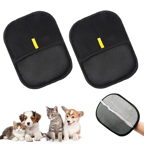 JIEBAO 2 Stück Fellmagnet Handschuhe, Pet Hair Remover Glove, Fell Magnet Static Removal Gloves for Pet Hair, Fellmagnet Für die Pflege und Entfernung Unerwünsch für Glattes und Gesundes Fell