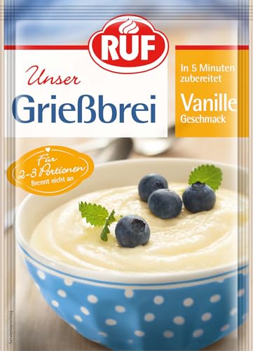 RUF Griessbrei Vanille, 2-3 Portionen als Dessert, Zwischenmahlzeit oder süße Hauptspeise, fertig in nur 5 Minuten
