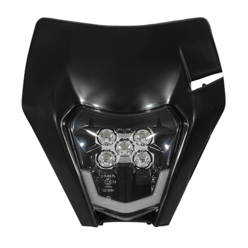 JFG RACING Motorrad Scheinwerfer,Universal Motorrad LED Scheinwerfer exc lichtmaske EXC250 SX250 SXF250 EXC450 SX350 SXF450 EXC525 640LC4 125cc motorrad Dirt Bike Enduro Supermoto BETA-Schwarz