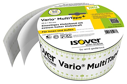 Isover 560083 Vario MultiTape + einseitiges, multifunktionales Klebeband für Innen und Außen, weiß, 25m x 60mm