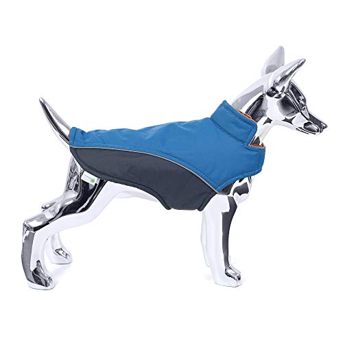 Mile High Life | wasserdichte warme Hundejacke | Kleine Hundejacke Einfacher Verschluss | Welpenmantel Reflektierende Streifen für Nachtspaziergang(Blau, XS)