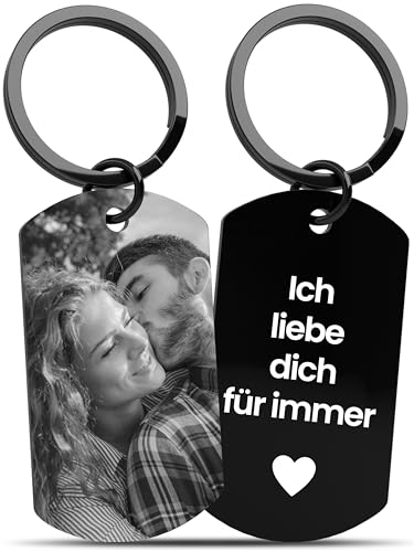 Meinearmbänder Personalisierter Schlüsselanhänger für Papa mit Foto Individuelle Gravur auf der Rückseite Geschenk für Vater mit Name oder Text Einzigartiges Vatertagsgeschenk von Sohn oder Tochter
