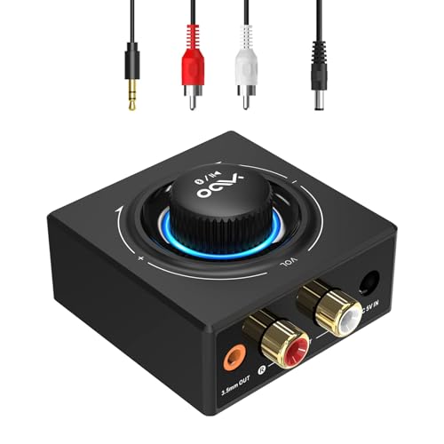 YMOO Bluetooth 5.3 Audio Empfänger für Stereoanlage, Bluetooth Adapter AUX HiFi, 50ft Reichweite, 3.5 mm Klinke & Cinch-Eingang Receiver für TV/Handy/Tablet/PC/MP3-Player/Verstärker