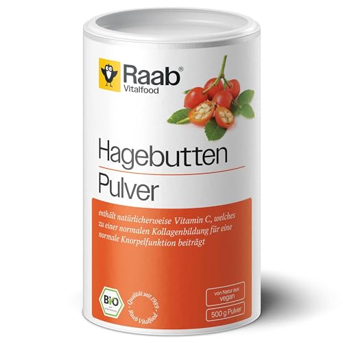 Raab Vitalfood® Bio Hagebutten Pulver (500 g) - Premium-Sorte AP-4® Hagebutte aus dem Süden von Chile, mit natürlichem Vitamin C für eine normale Kollagenbildung & Knorpelfunktion, ohne Zusätze