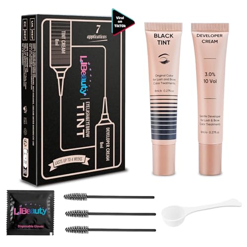 8ml Wimpernfarbe Schwarz, Libeauty Augenbrauen Und Wimpernfarbe, Wimpern Färben, Augenbrauenfarbe, Sanfte Formel, Vegan Und Tierversuchsfrei, Ergebnisse Im Salon Zu Hause