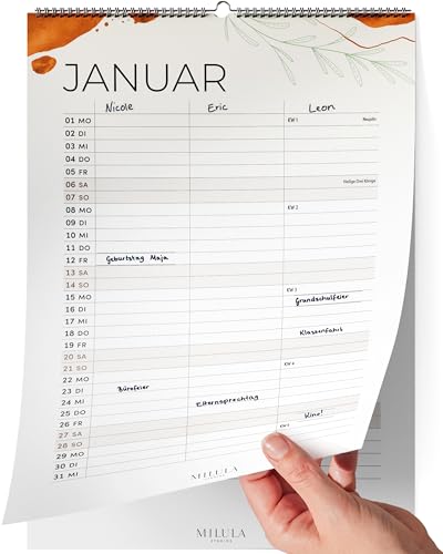 Familienkalender 2024 3 Spalten - Paarkalender 2024 - Familienplaner 2024 3 spalten - Wandkalender Kalender 2024 A4 Hochformat - Familienplaner 2024