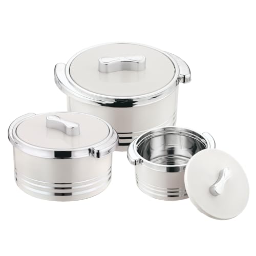 Pinnacle Isolierte Auflaufform mit Deckel, 3-teiliges Set, 3,7/2,6/1,5 qt. Hot Pot Speisenwärmer/Kühler – Thermo-Suppen-/Salat-Servierschüssel, Edelstahl-Behälter für heiße Speisen, tolles
