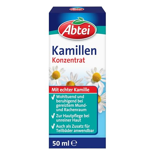 Abtei Kamillen Konzentrat - mit echter Kamille - vielseitig anwendbar - für Haut-, Haar- und Mundpflege, für Umschläge oder als Badezusatz - vegan - 1 x 50 ml