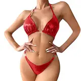 Sexy Kostüme Damen mit Bügeln in Übergröße, zweiteilig, Dessous, Unterwäsche, Nachtwäsche, mit verbunden, Dessous-Set mit Bügeln Dessous(Rot,S)