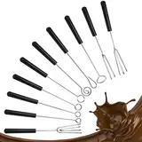 10 Pcs Schokolade Gabel, Pralinen Besteck, Schokolade Gabel Set, Candy Fondue Gabel, Tauchgabel, BackzubehöR, Fonduegabeln, Edelstahl Schokolade Tauchgabel, FüR Home Restaurant Chocolate Baking Diy