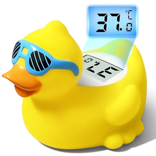 JARMAPOZ Baby-Badethermometer mit Ente, Bade- und Raumtemperaturthermometer für Neugeborene, schwimmendes Sicherheitsspielzeug, Badewannenthermometer für Kleinkinder