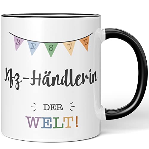 JUNIWORDS Tasse, Beste Kfz-Händlerin der Welt, Schwarz (5706080)