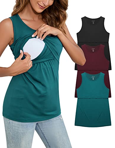 Sosolism Rayon Still-Tanktop zum Stillen, ärmellos, Schwangerschaftsweste, Schwangerschaftskleidung, 3 Stück