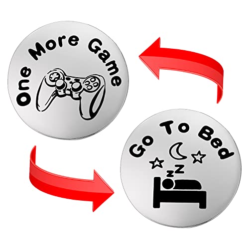 Cobee Funny Flip Coins, doppelseitige Gaming Neuheitsmünze One More Game/Go To Bed Gift Decision Maker Coin Geschenke für Freund, Freundin, Ehemann, Sohn, Liebhaber, Geburtstag