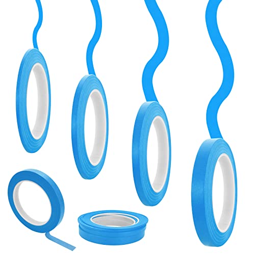 ASTER 4 Rollen Fineline Tape,Zierstreifenband Masking Tape Band 1/5/3/6/12.6 mm breit x 50 Meter Selbstklebendes Band Whiteboard Klebeband,4 Breiten Kreppband mit feiner Linie (Blau)